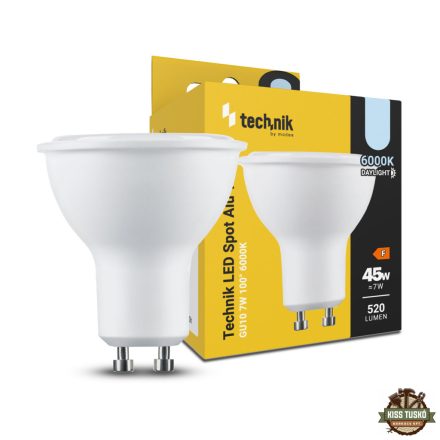 Technik LED Izzó Spot Alu-Plastic 7W GU10 100° 6000K (520 lumen)