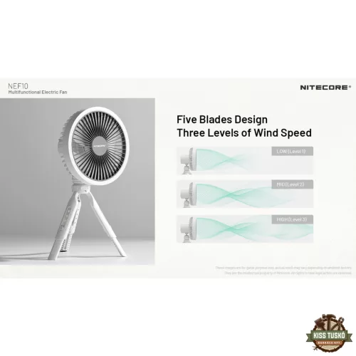 Nitecore NEF10 Elektromos Ventilátor (10000mAh akkumulátoros) Szürke