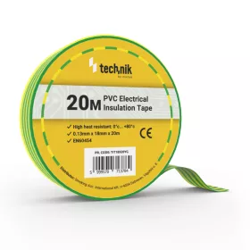 Technik - Szigetelőszalag 0,13mm x 18mm x 20m Zöld-Sárga