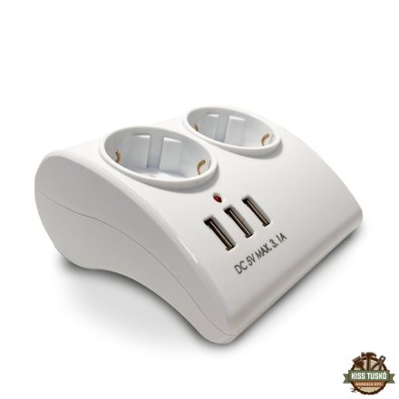 Technik Professional Elosztó Asztali 2 utas 1,5m kábel (1,5mm2) + 3 USB 16A