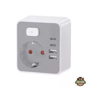   Technik Professional WG Elosztó Fali 1 utas + 2 x USB-C + 2 x USB-A + kapcsoló