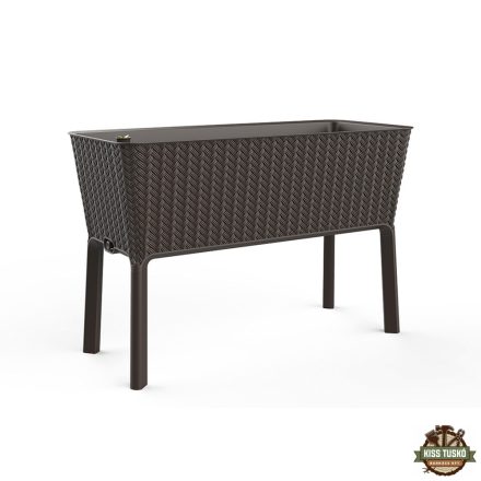 Splendor megemelt műanyag kerti virágláda 120l fonott rattan