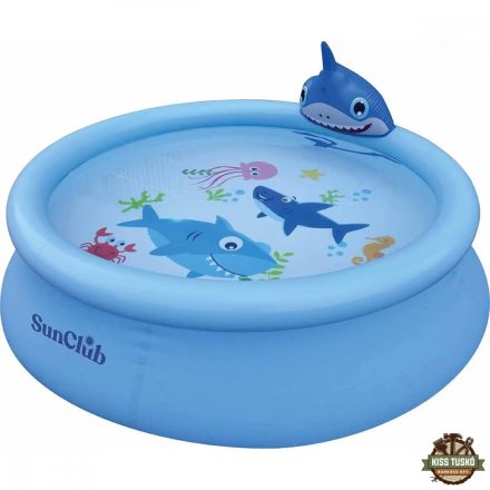Shark 3D felfújható pancsolómedence spriccelővel 190 x 47 cm
