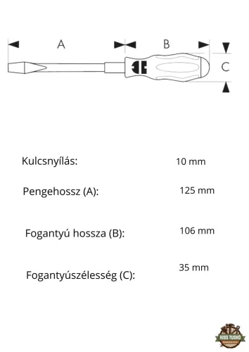 Csavarhúzó hatszög csatlakozáshoz - 10 mm