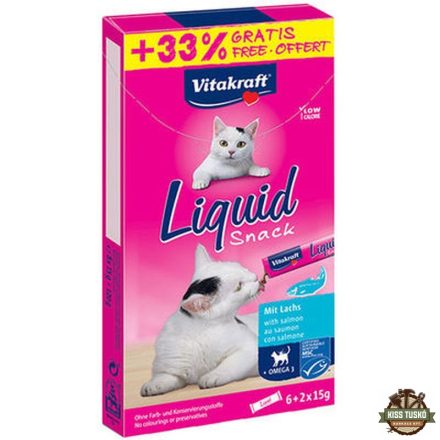 Vitakraft Macska Folyékony Jutalomfalat Omega-3 & Lazaccal 6x15g + 33% ajándék
