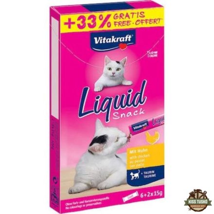 Vitakraft Macska Folyékony Jutalomfalat Taurinnal & Csirkehússal 6x15g + 33% ajándék