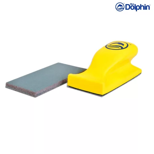 Blue Dolphin kézi csiszolóblokk szett téglalap alakú, tépőzáras, 10 db csiszolópapírral, 70x125 mm
