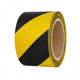   Euro Tape figyelmeztető kordonszalag sárga-fekete 75 mm × 250 m – jelölőszalag, területelhatároló szalag