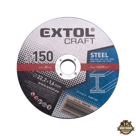 vágókorong acélhoz 150×1,6×22,2mm, max. 10.200 ford/perc, (darabáras, de csak ötösével rendelhető)