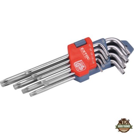 torx kulcs klt., CV. ; 9db, lyukas, T10,15,20,25,27,30,40,45,50, bliszteren