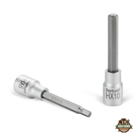 bitdugófej, imbusz,  1/2", hosszú,  61CrV5/S2, mattkróm; 6mm (HX6), 100mm FORTUM