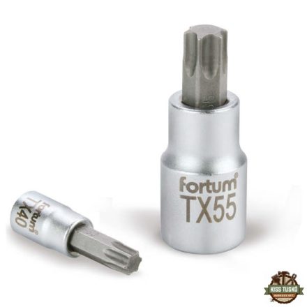 bitdugófej, torx, 1/2", 61CrV5/S2, mattkróm; TX30, 55mm FORTUM