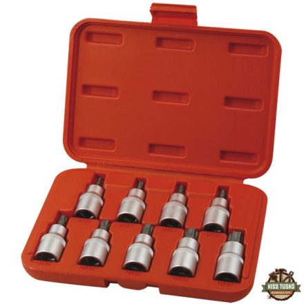 bitdugófej klt., 9db, TORX,  1/2"×55mm (T20-25-27-30-40-45-50-55-60), CrV/S2
