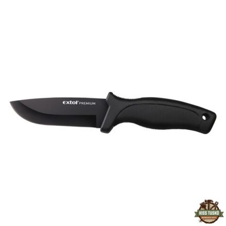 vadász- és túrakés, 2CR13 rozsdamentes acél penge, műanyag nyél, nylon tok, teljes/penge hossz: 230mm/110mm