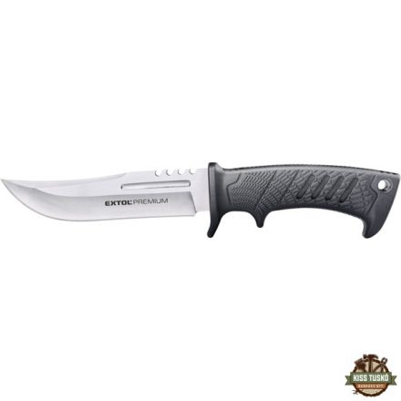 vadász- és túrakés, 3CR13 rozsdamentes acél penge, műanyag nyél, nylon tok, teljes/penge hossz: 275mm/150mm