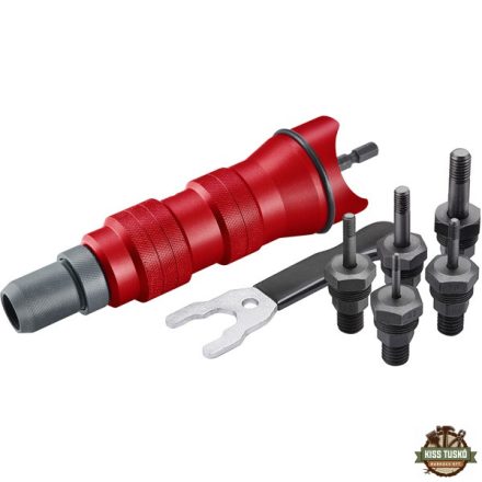 adapter  klt. fúrógéphez, POP-NUT szegecsanyákhoz, 6 db, M3-M4-M5-M6-M8; 1/4" hatszög befogás,  FORTUM