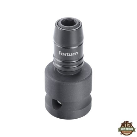 adapter, impakt 1/4" BIT-ek gépi befogásához, 1/2" gépi befogás, gyorskioldóval, CrMoV, hossz: 49 mm