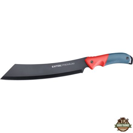 bozótvágó kés (machete), teljes/penge hossz: 400/265mm, ívelt rozsdamentes acél penge, PP+TPR nyél, nylon tok