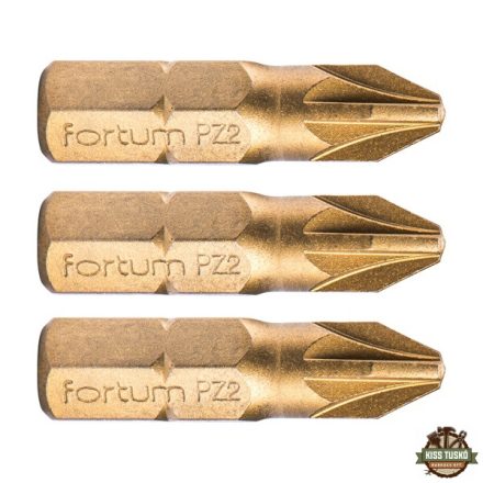 behajtóhegy PZ, 3 db, S2 acél, Titanium bevonat; PZ 2×25mm, bliszteren