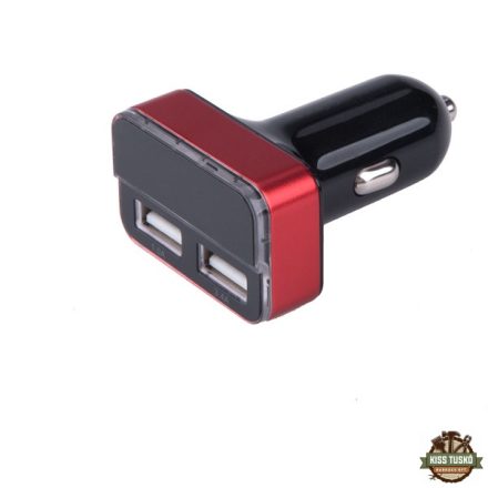 autós töltő, szivargyujtó / dupla USB, 1,0A+3,4A/ 37W, kábel nélkül
