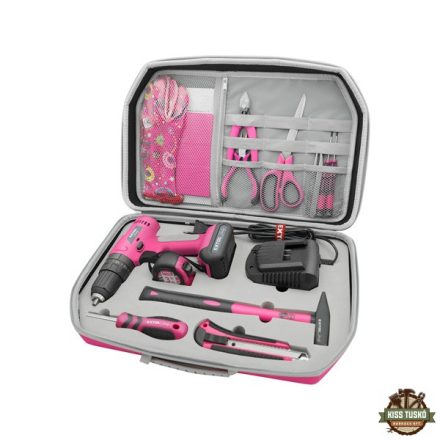 akkus ütvefúró, 12V, Li-ion, Extol Lady, 1db 2000 mAh akku+szerszámkészlet