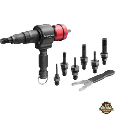 adapter  klt. fúrógéphez, POP-NUT szegecsanyákhoz, 6 db, M3-M4-M5-M6-M8-M10-M12; 8 mm (5/16") hatszög befogás, FORTUM