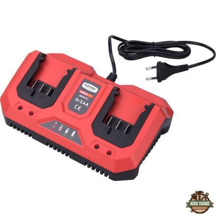 akkutöltő dupla, Garden20V, 20V, 2×2,4A a 8895780 és 8895782 akkuhoz