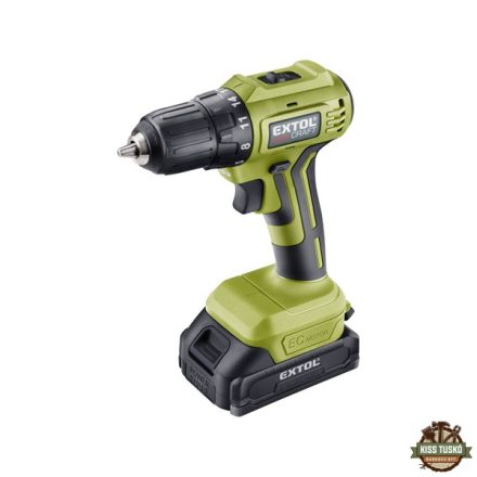 akkus fúrócsavarozó, Power Share, 20V, kefementes motor, kofferban; 2db 2000 mAh Li-ion akku + 1 db töltő