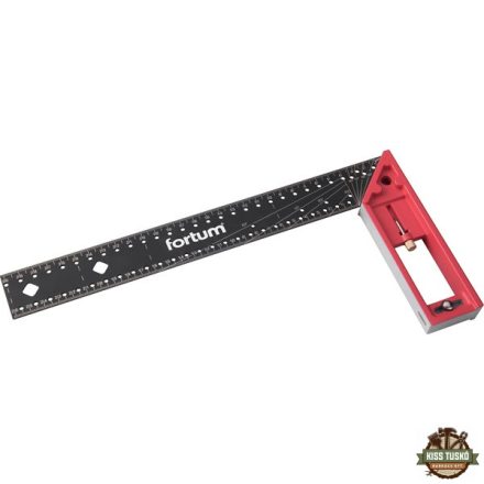 asztalos L-derékszög, 300 mm, ALU/Inox, lézer gravírozott, mm beosztás,