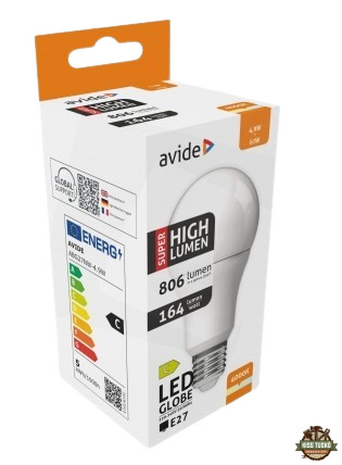 Avide LED Globe A60 4.9W E27 NW 4000K Super High Lumen