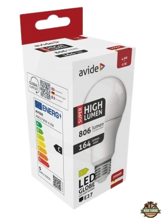 Avide LED Globe A60 4.9W E27 WW 3000K Super High Lumen