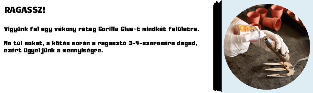 Gorilla Glue poliuretán ragasztó felvitele a felületre